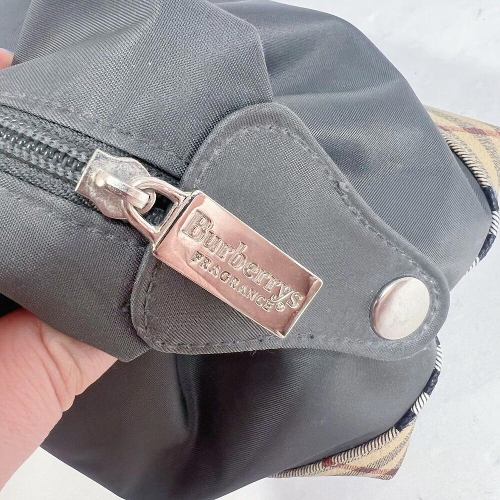 Vintage Burberry RARE Makeup Bag Toiletry Bag Grey Burberry Check Plaid