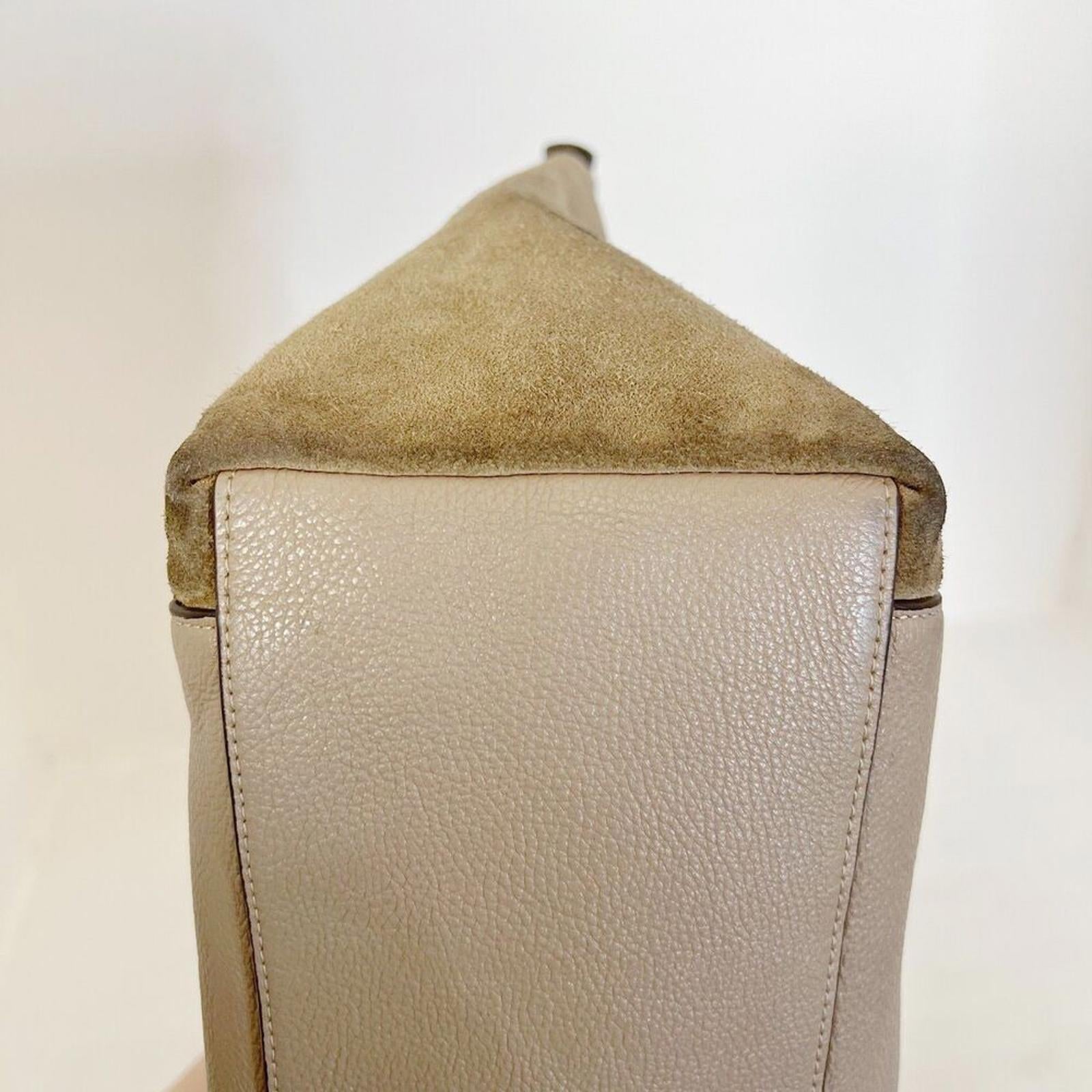 Coach Ava Tote in Taupe Leather and Suede Mixed Fabric Shoulder Bag Purse