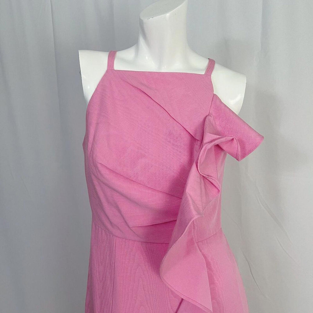 Kay Unger Nellie Ruffle Dress in Peony Pink Sleeveless Cocktail Dress Size 4