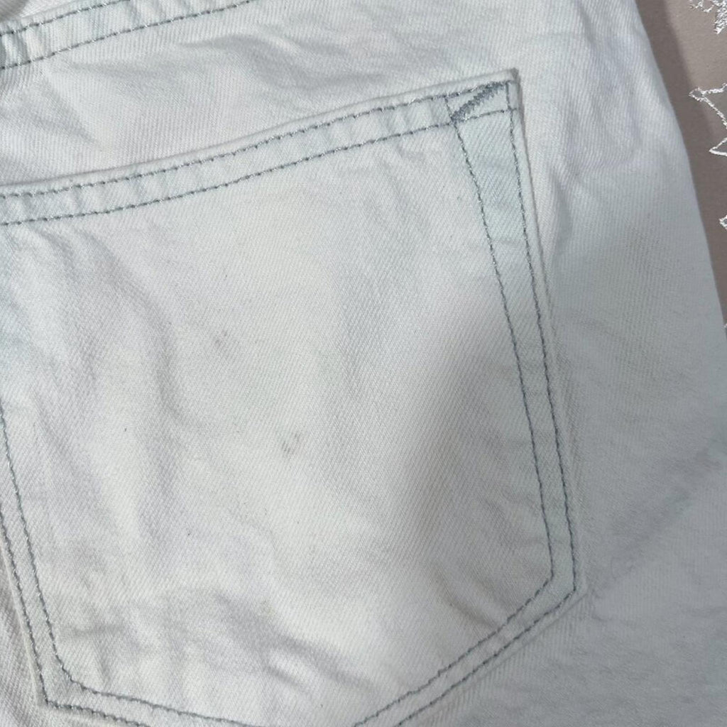 GAP High Rise Slim Cut-Offs Bleached White Denim Shorts Distressed Size 27
