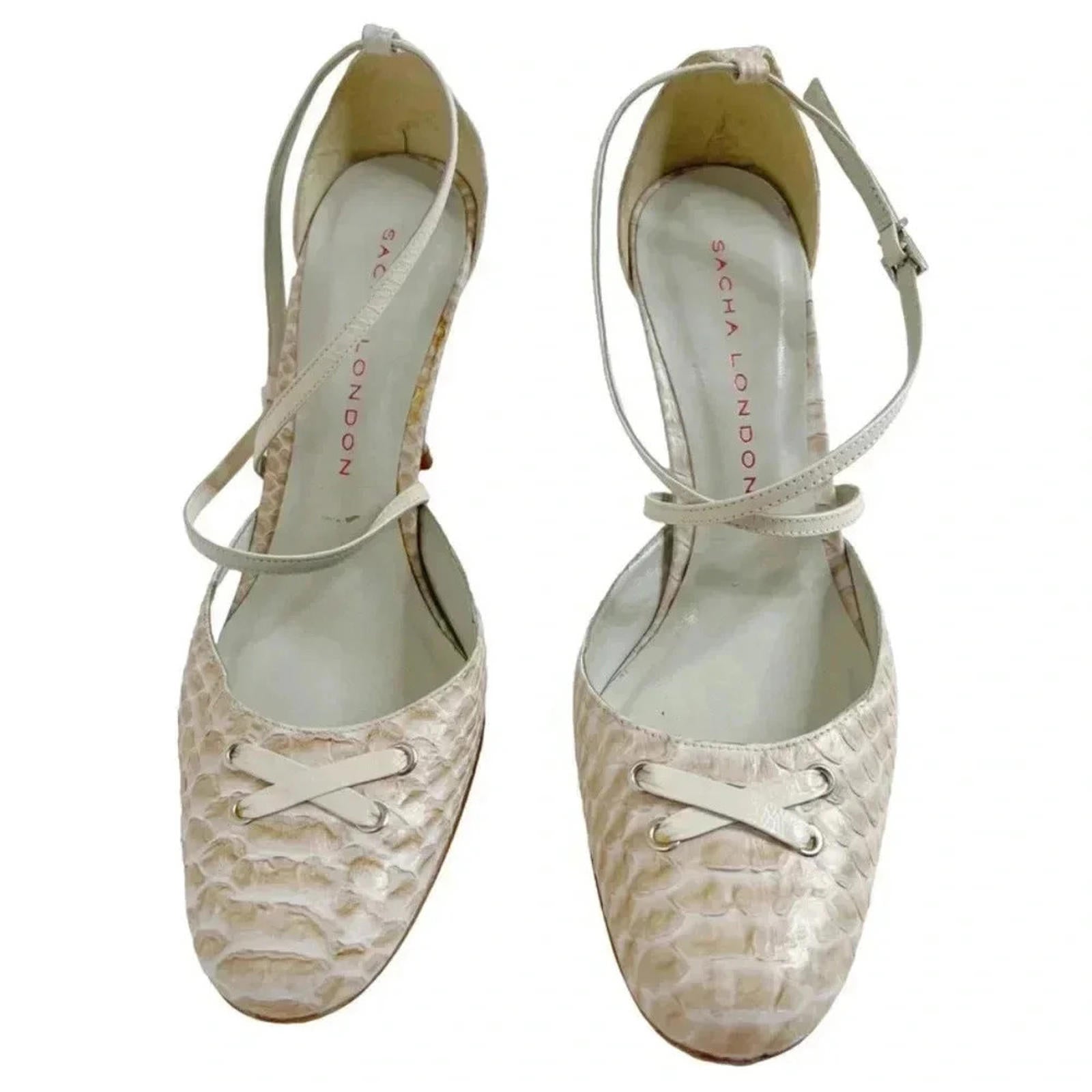 Vintage Sacha London Snakeskin Lace Up Heels Size 7.5