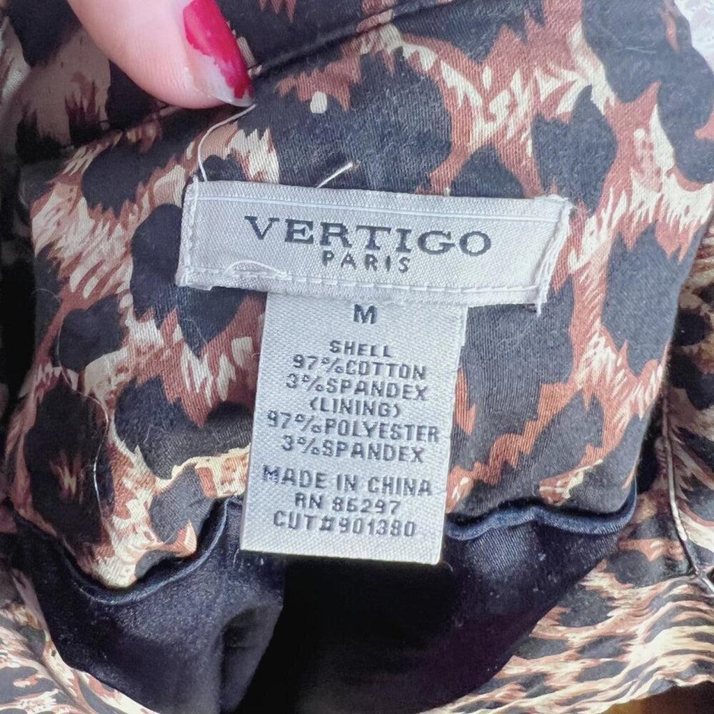 Vertigo Paris Leopard Print Trench Coat Jacket Animal Print Women's Size M