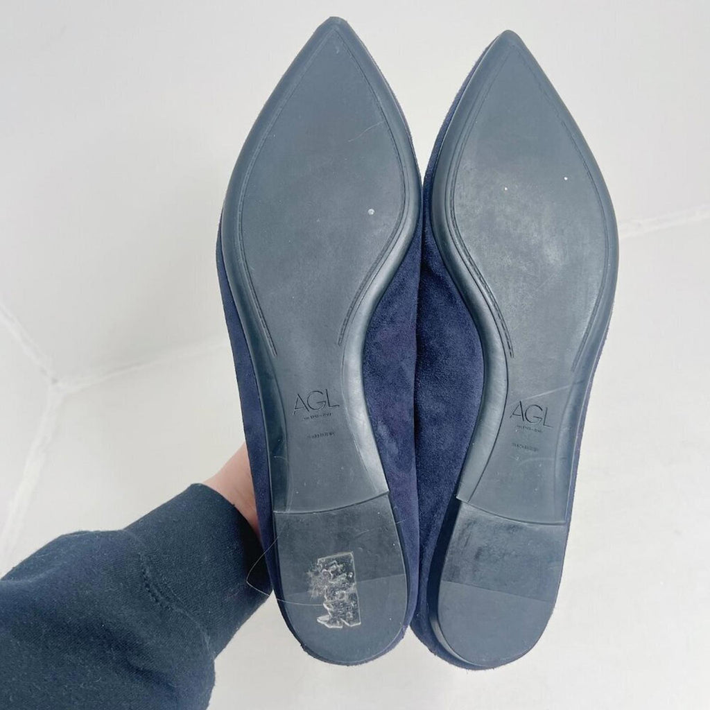 AGL Attilio Giusti Leombruni Studded Blue Suede Loafers Flats Women's Size 12