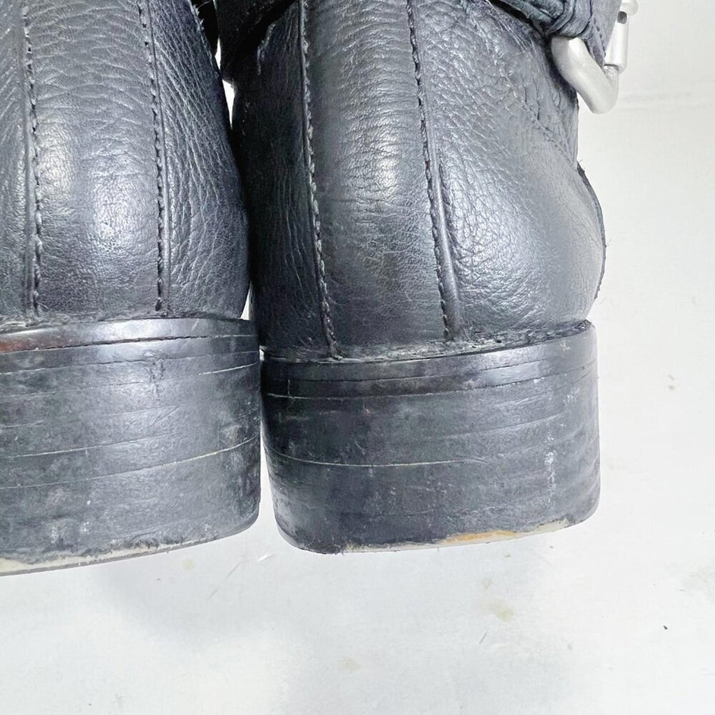 Fossil Black Pebbled Leather Riding Boots Knee High Boots Old Money Size 10