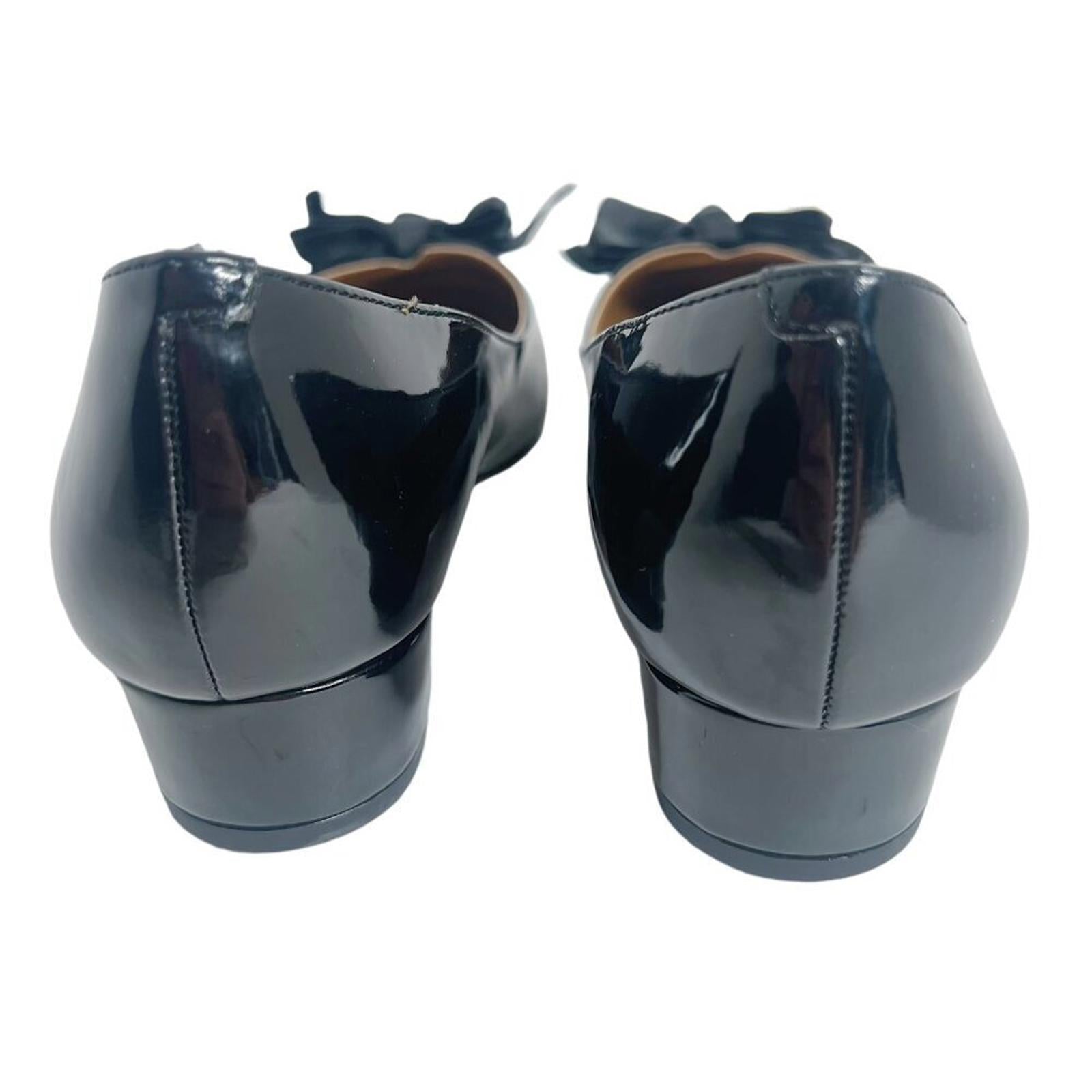 NWOT J Renee Cameo Black Patent Leather Ballet Pump With Bow Women's Size 7 W