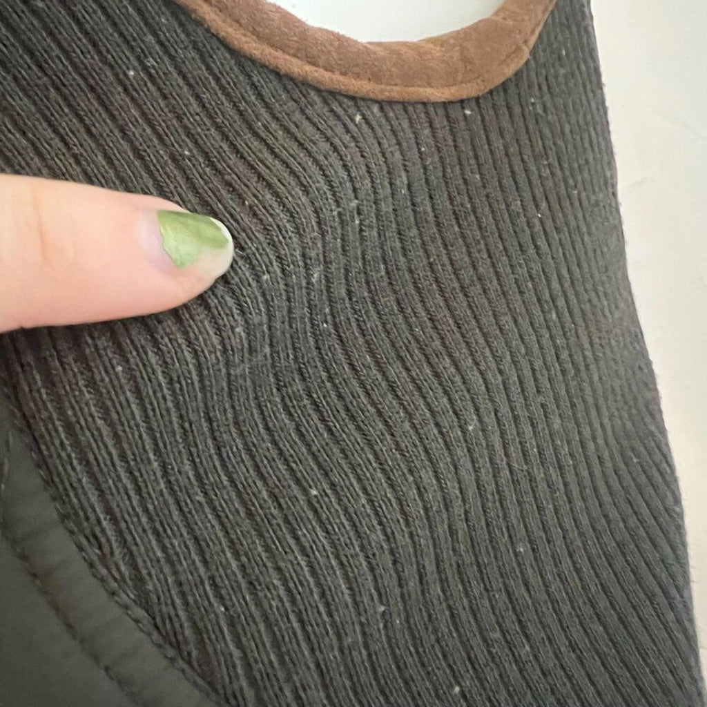 Massimo Dutti Dark Green Quilted Vest Brown Details Punk Steampunk Size S