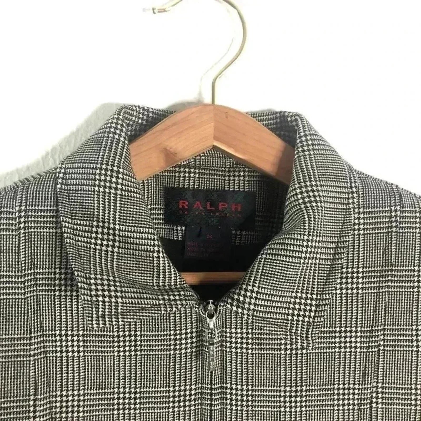 Vintage Ralph Lauren Wool Black and White Houndstooth Jacket Women's Size M