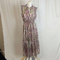 NWT Socialite Metallic Floral Print Tiered Sleeveless Purple Green Dress Size XL