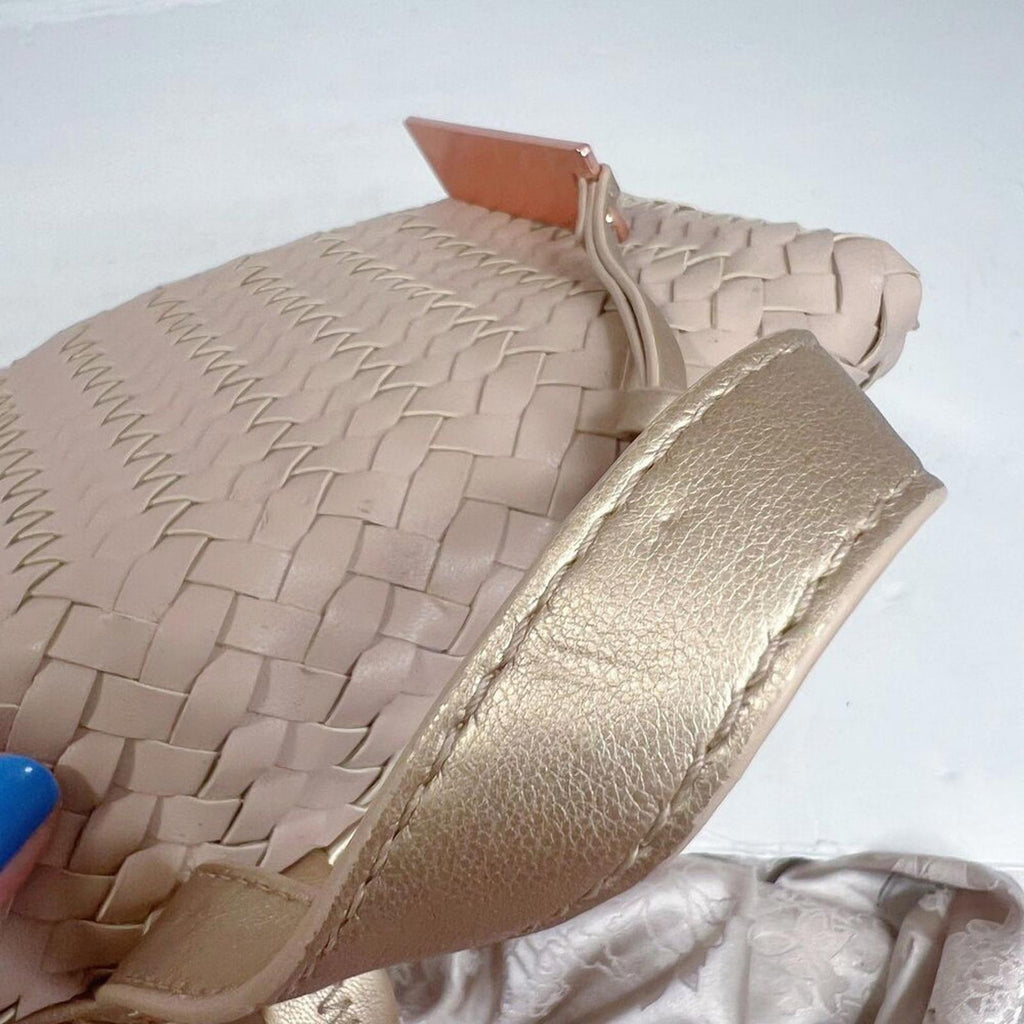 Sole Society Gold Faux Leather Foldover Backpack Bag