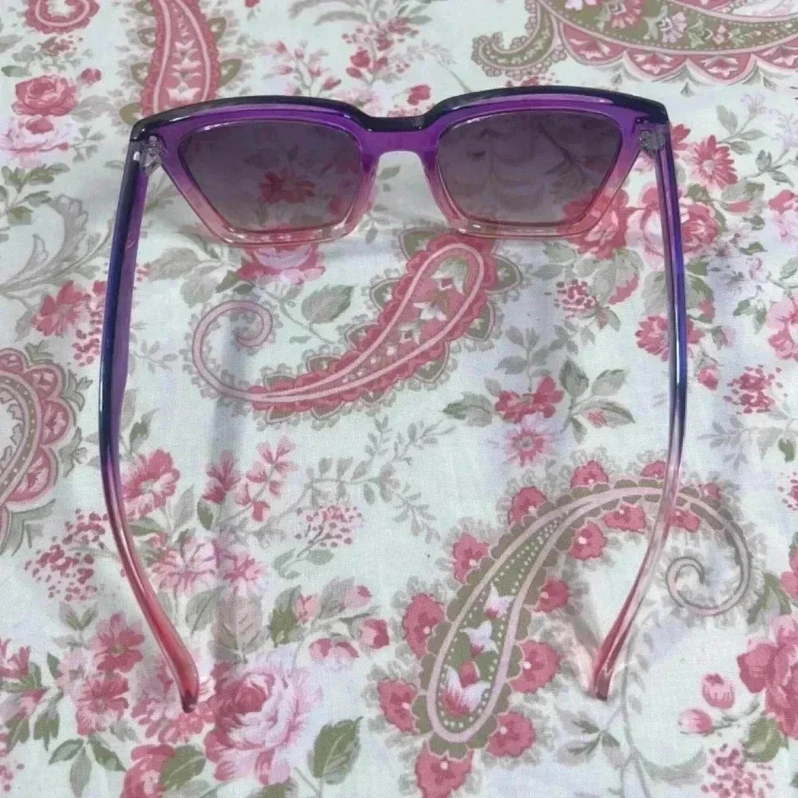 Pink and Purple Ombre Sunglasses Square Rectangular Cateye