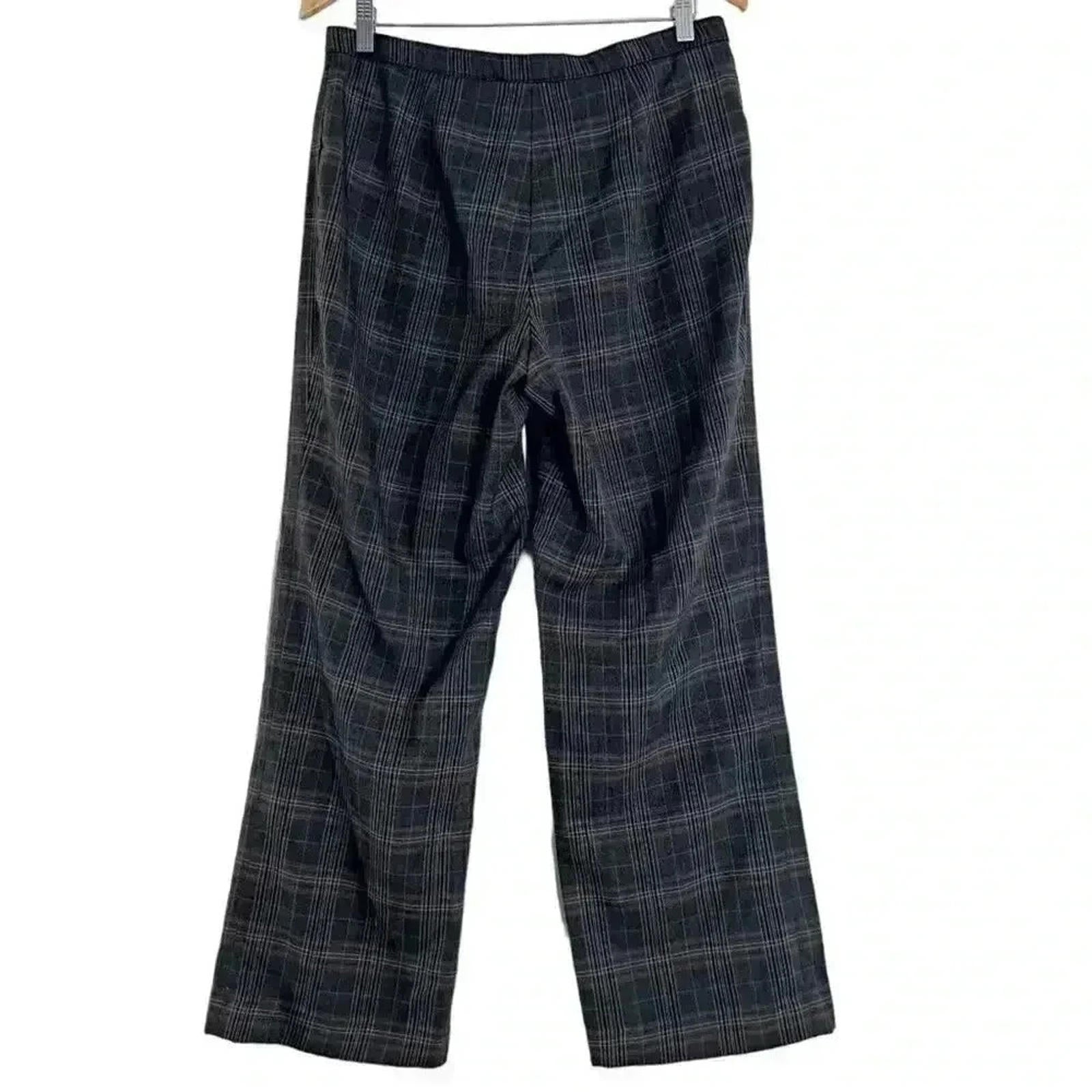 y2k Vintage Brown Plaid Pants Straight Leg Office Siren Women's Size 12