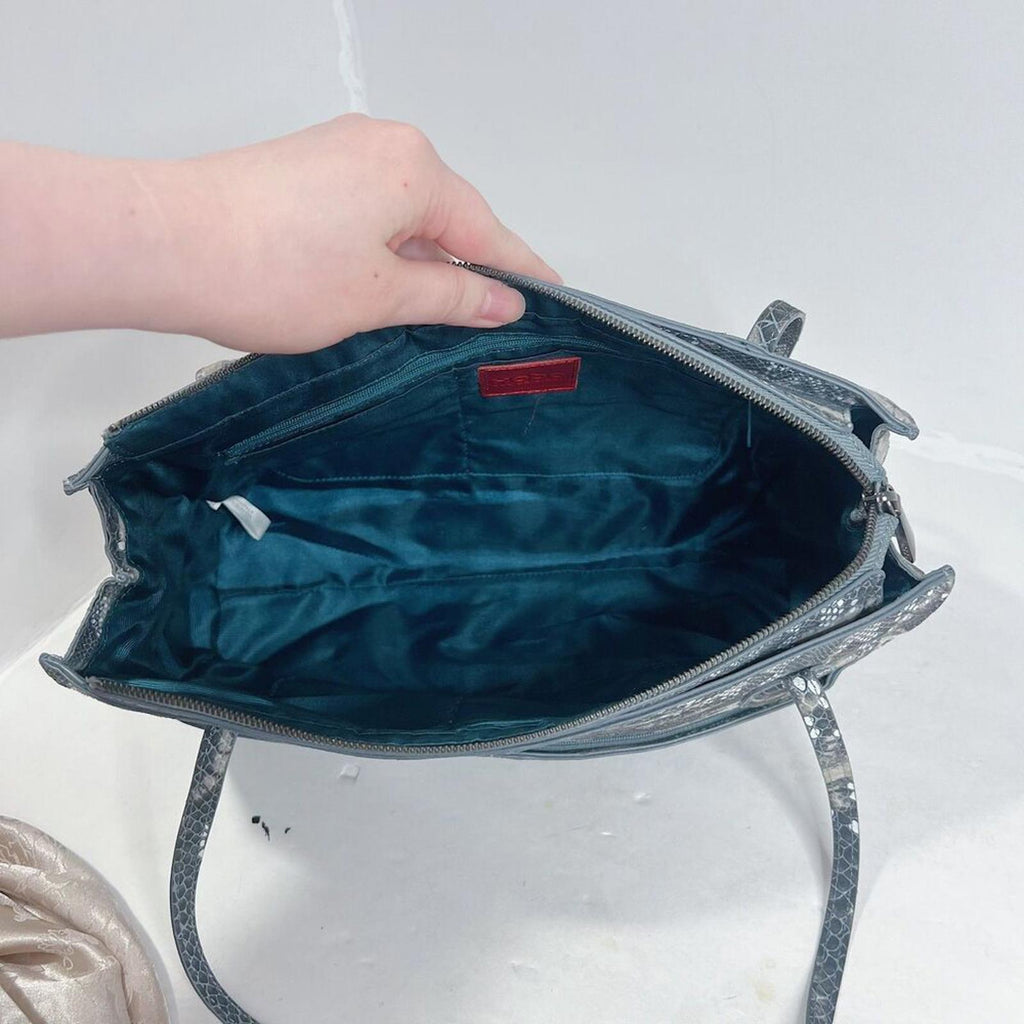 Hobo the Original Grey Snakeprint Leather Shoulder Bag Snakeskin Pure