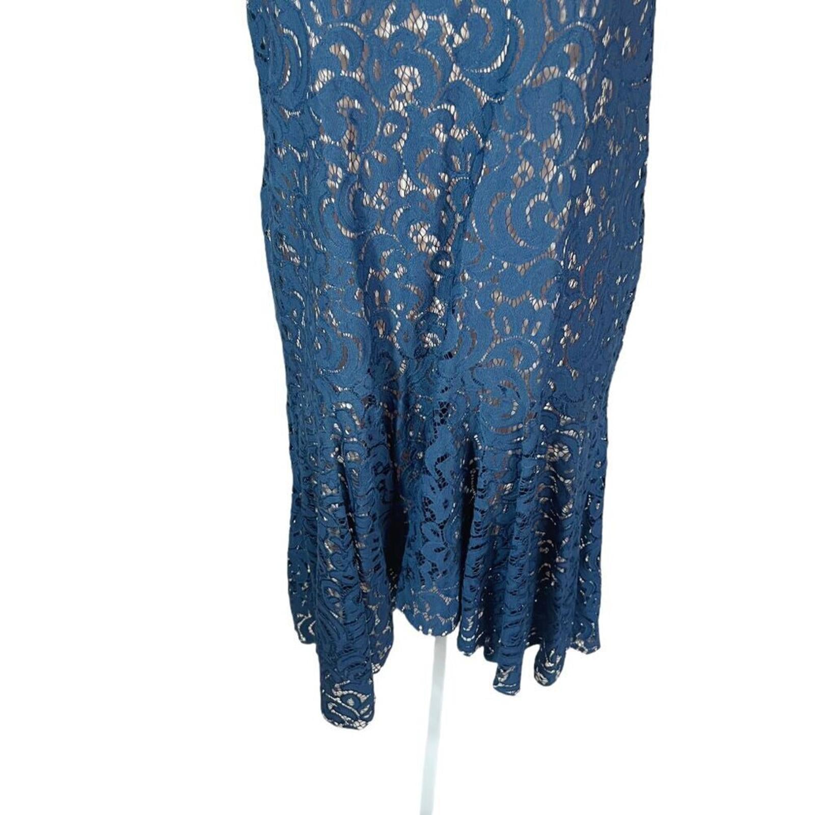 Anthropologie Maeve Vienne Navy Blue Lace High Low Dress Women's Size L