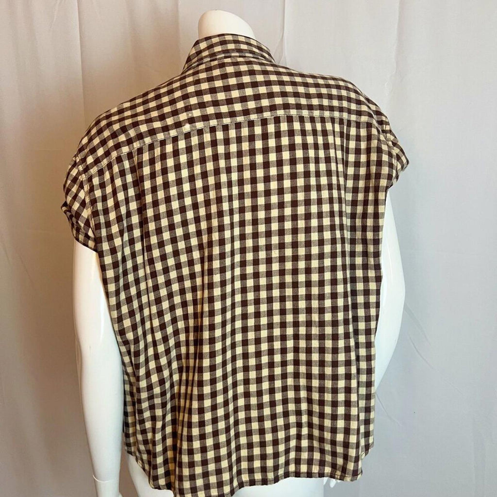 Vintage Ralph Lauren Denim & Supply Gingham Blouse Beaded Women's Size M