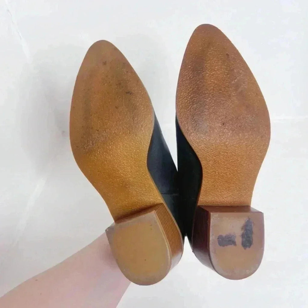 Susina Black Leather Pointed Toe Booties Ankle Boots Women's Size 7