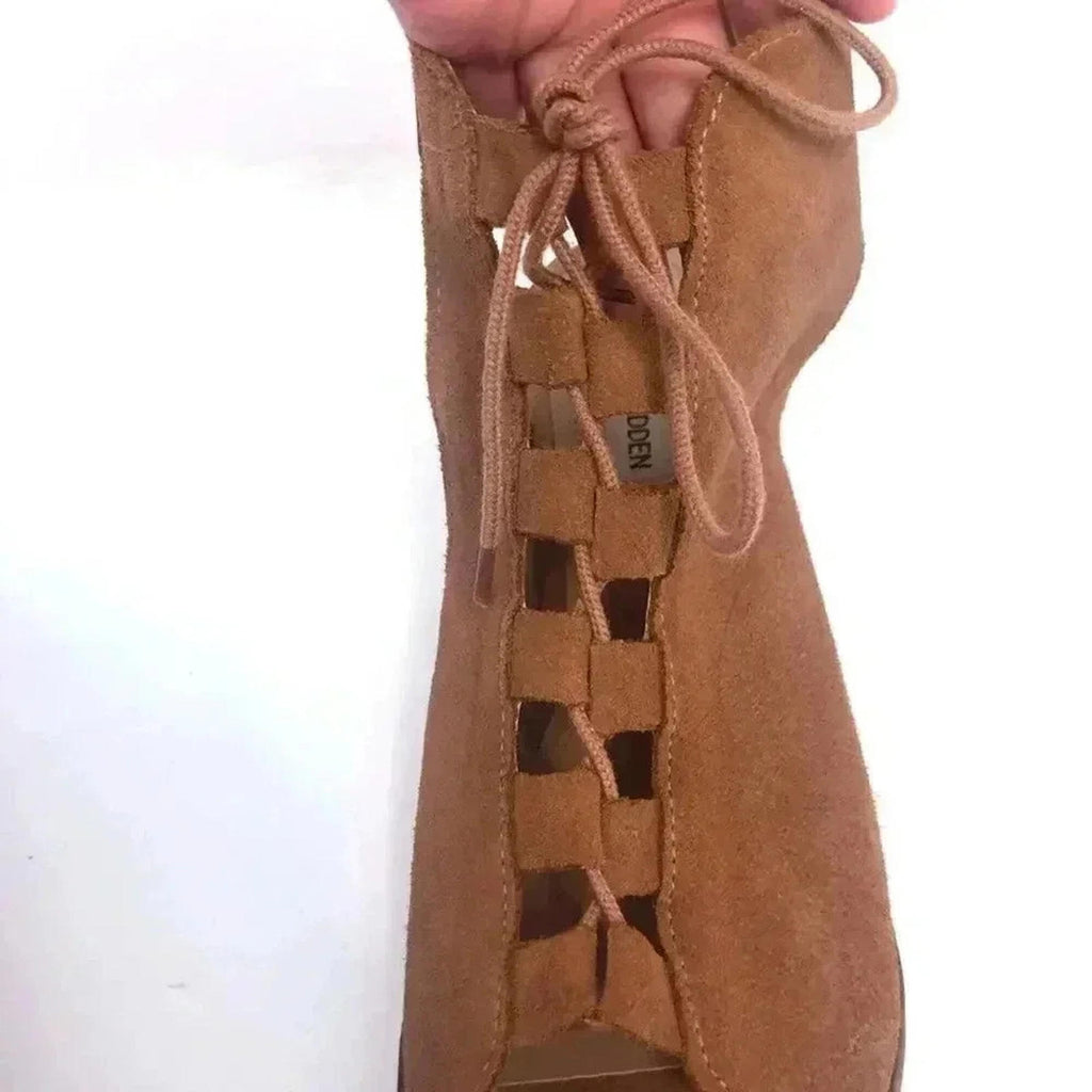 Steve Madden Adeline Booties Sandals Brown Suede Leather Women's Size 10
