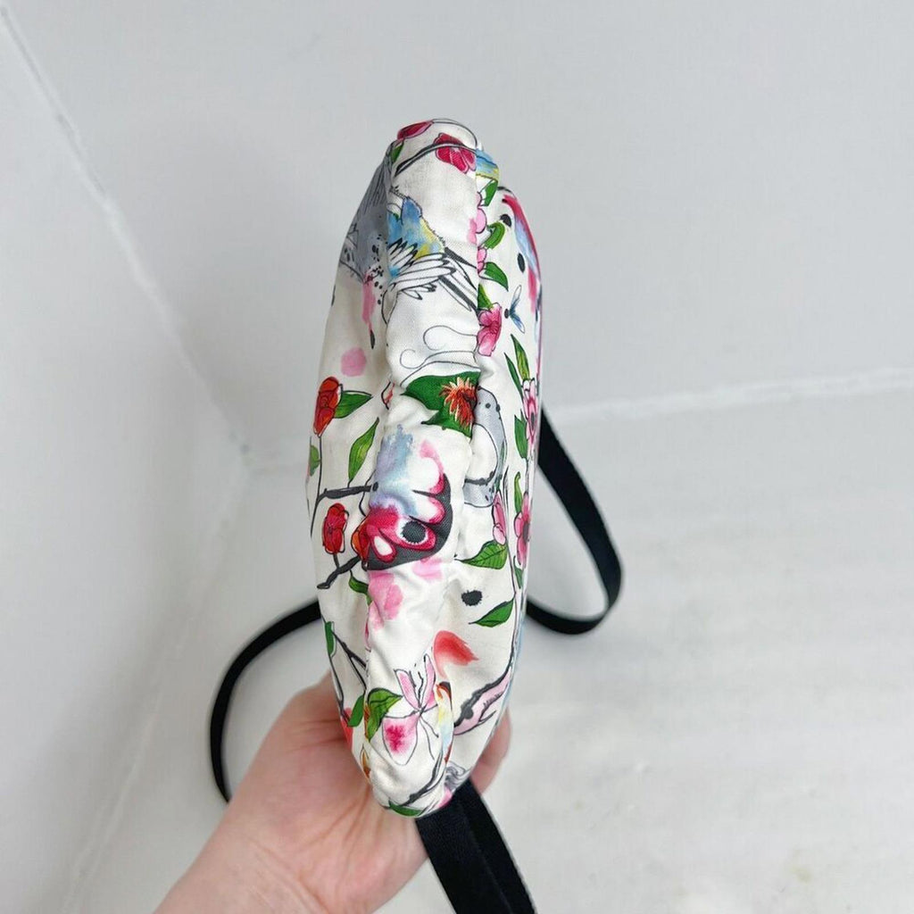 RARE LeSportSac Birds and Butterflies White Pink Nylon Crossbody Bag Swan