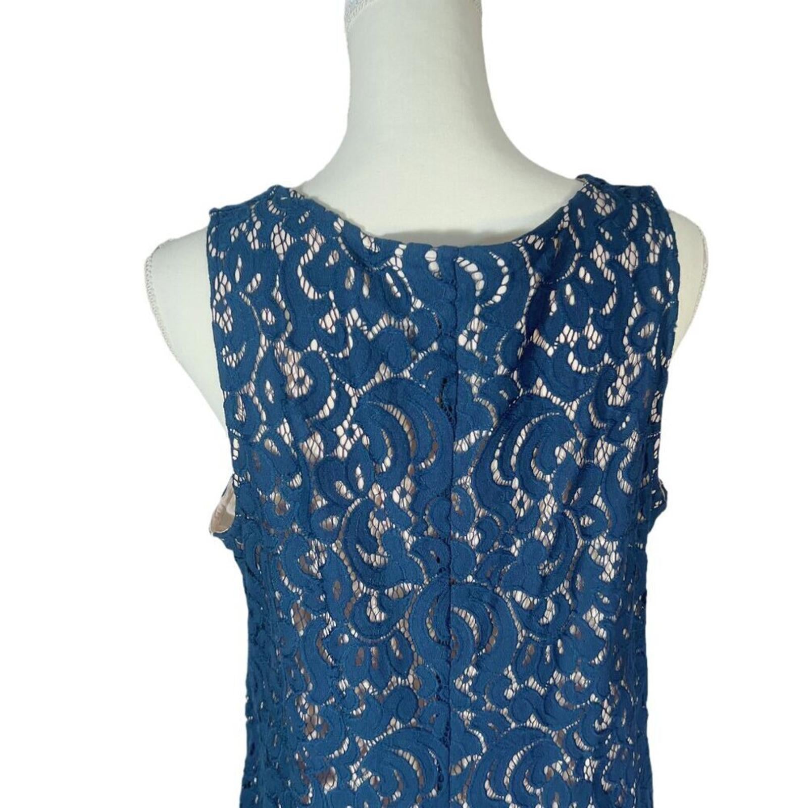 Anthropologie Maeve Vienne Navy Blue Lace High Low Dress Women's Size L
