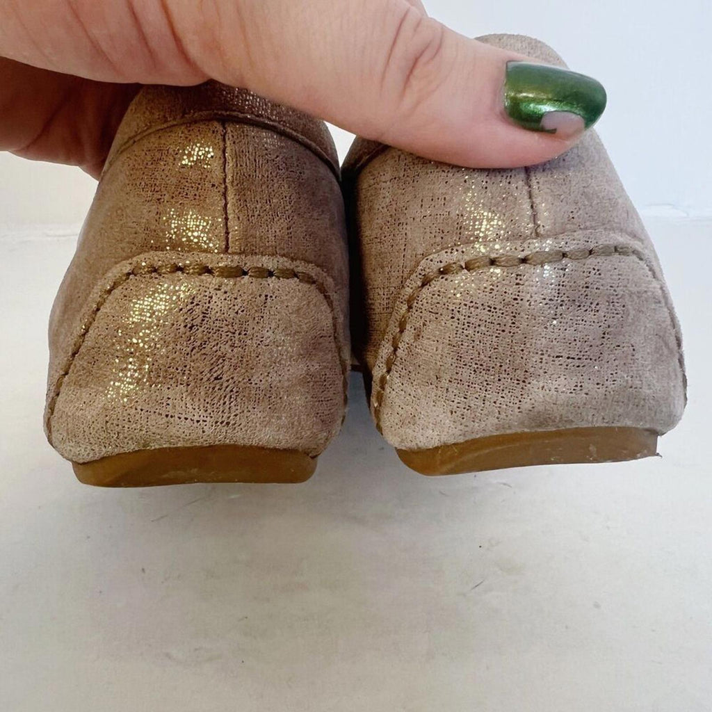 Donald J. Pliner Filo Tan Champagne Metallic Horsebit Loafers Women's Size 10