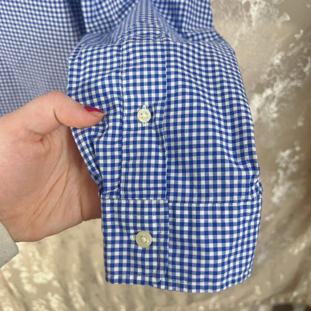 POLO Ralph Lauren Men's Blue and White Gingham Long Sleeve Button Down Size XL