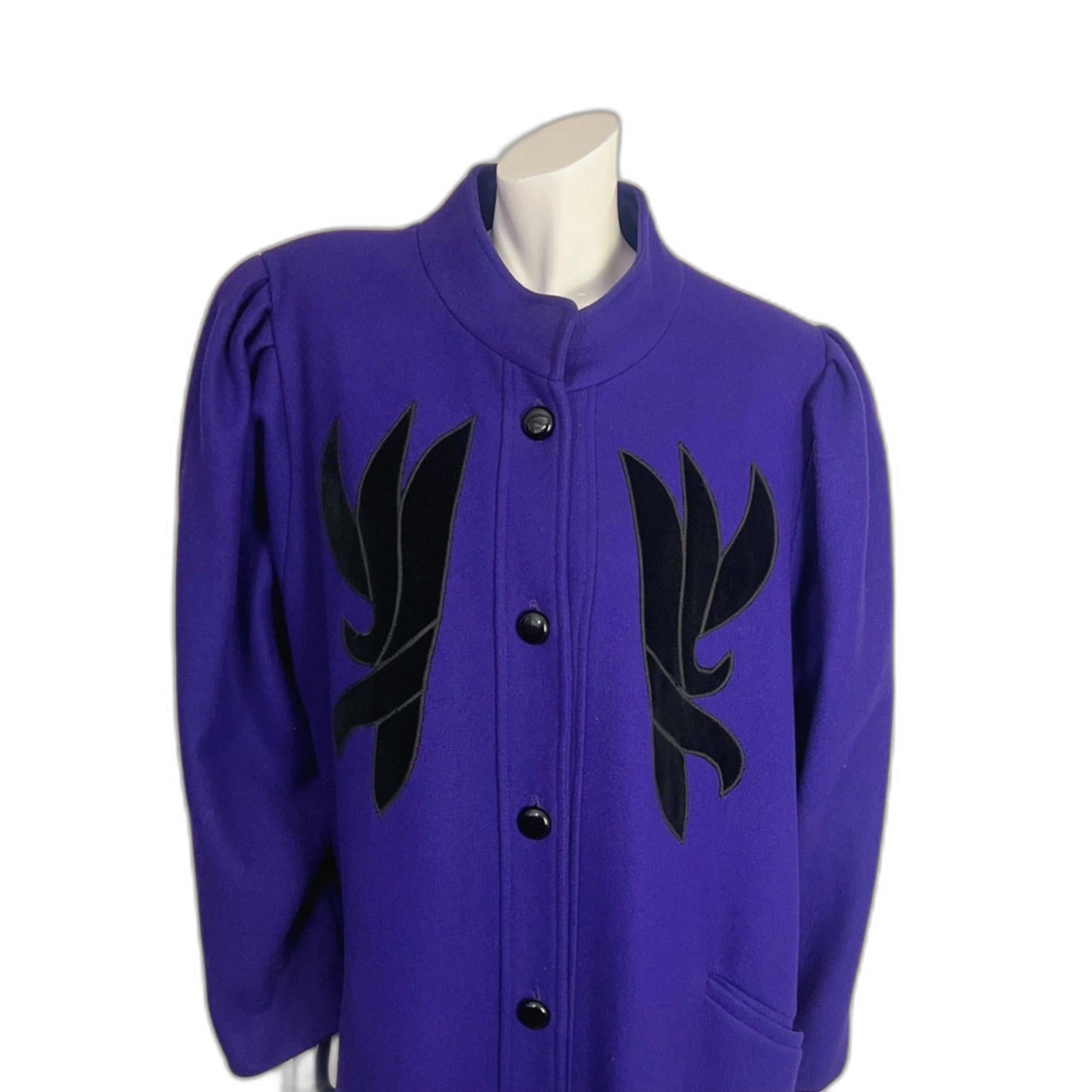Vintage 1980s Komitor New Wave Purple Wool Jacket Goth Emo Alt Size L