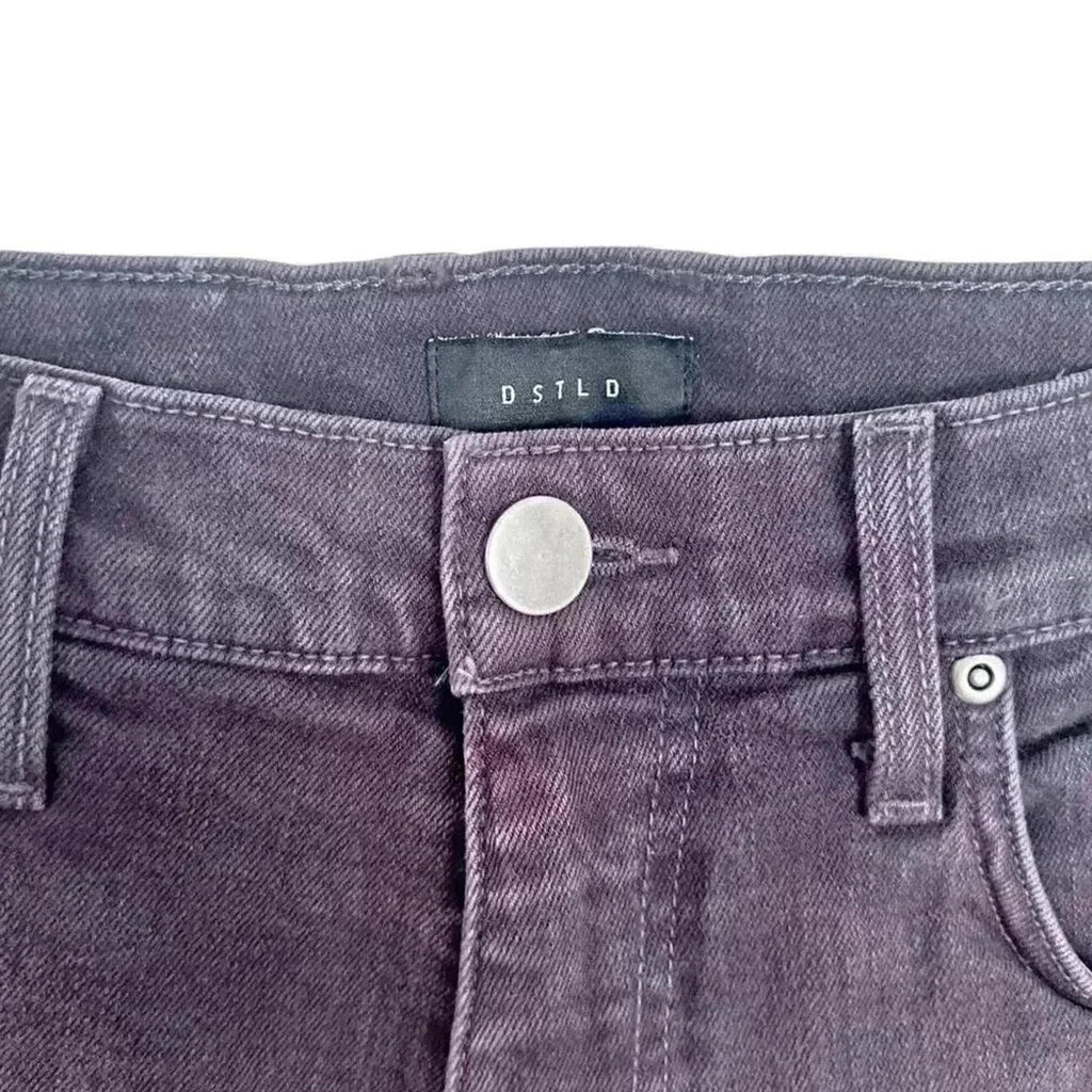 DSTLD Dark Plum Grey Jean Shorts Distressed Mid Rise Women's Size 31