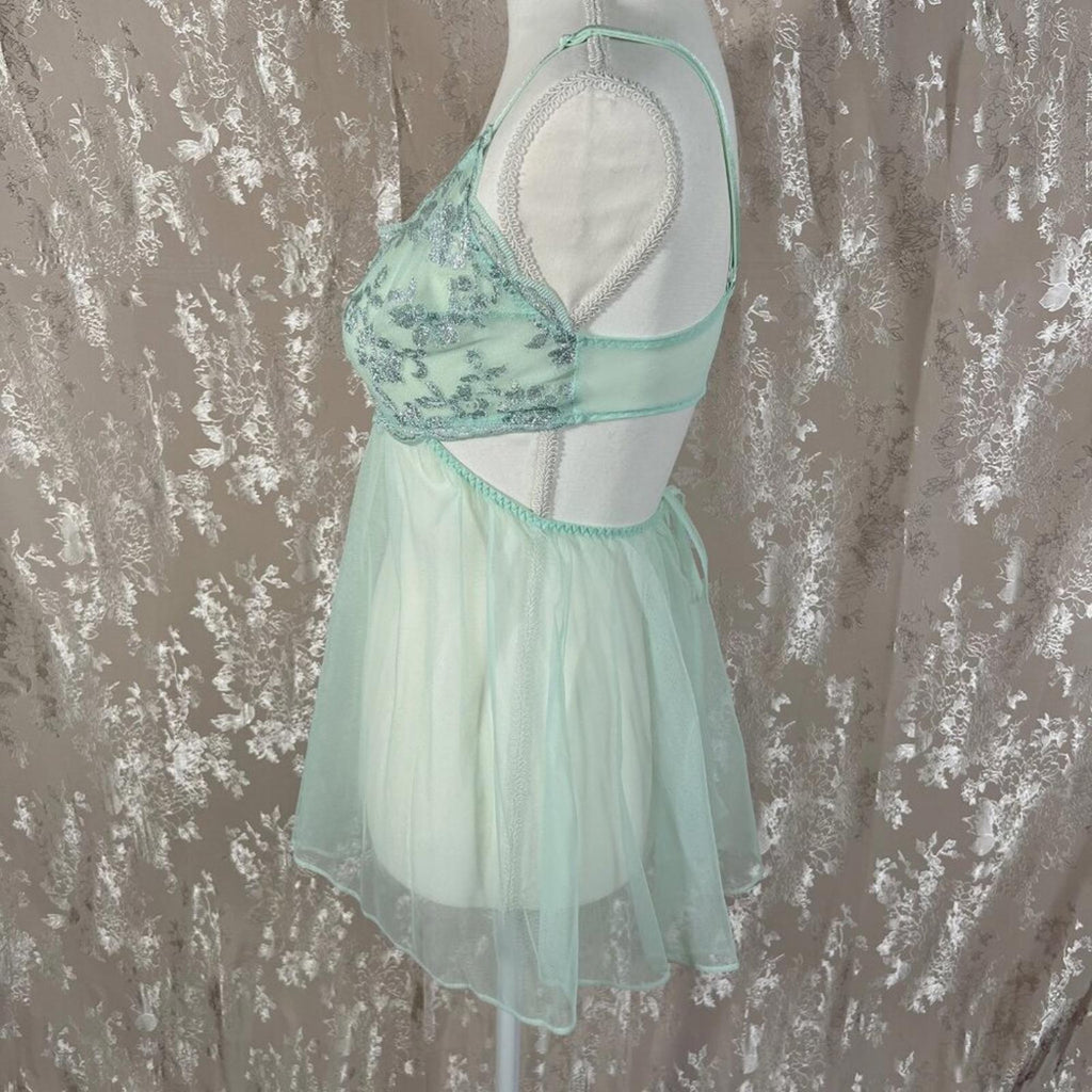 Victoria's Secret Sea Foam Green Lace Babydoll Lingerie Women's Size S