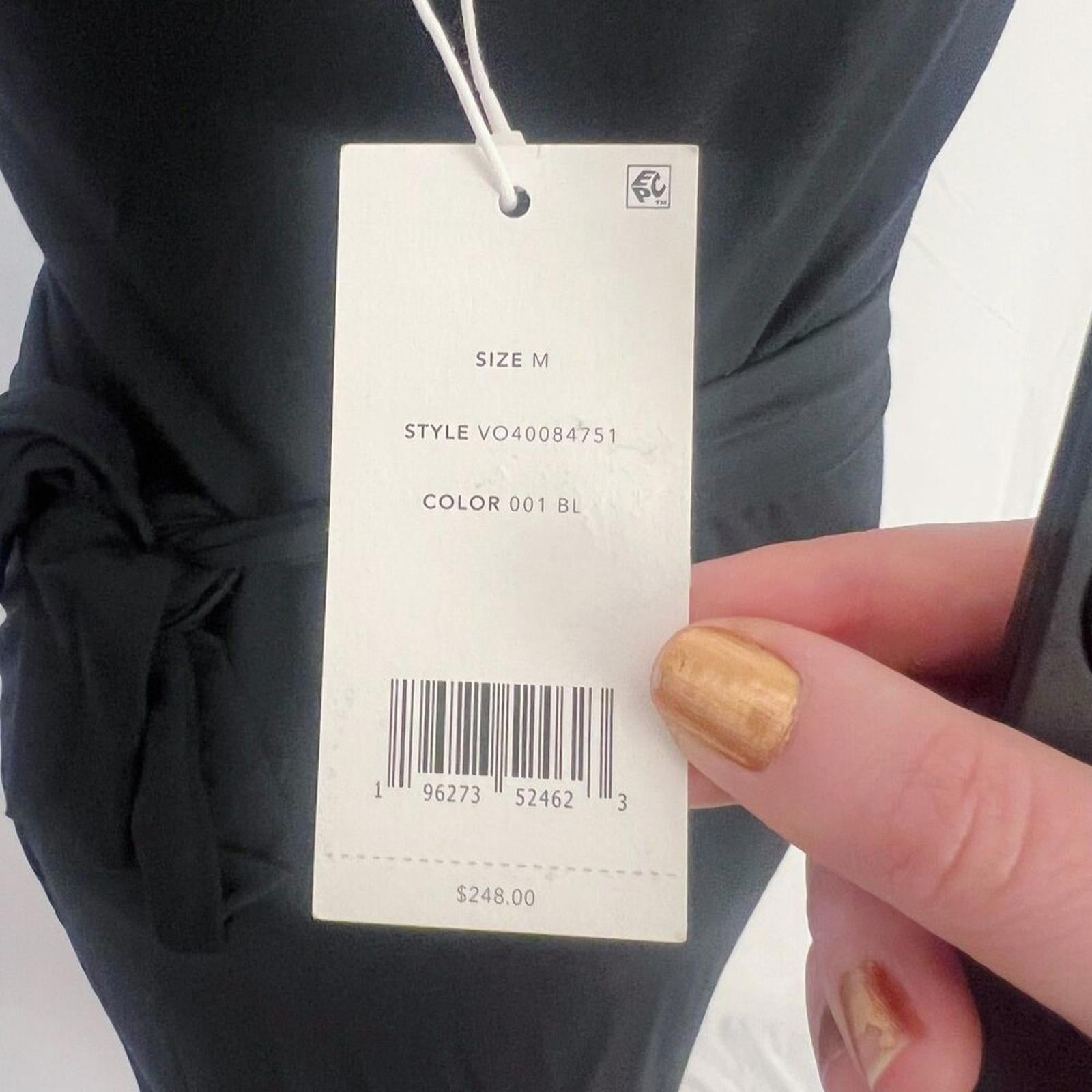 NWT Vince Scoop Neck Jersey Wrap Dress in Black Midi Dress Women's Size M