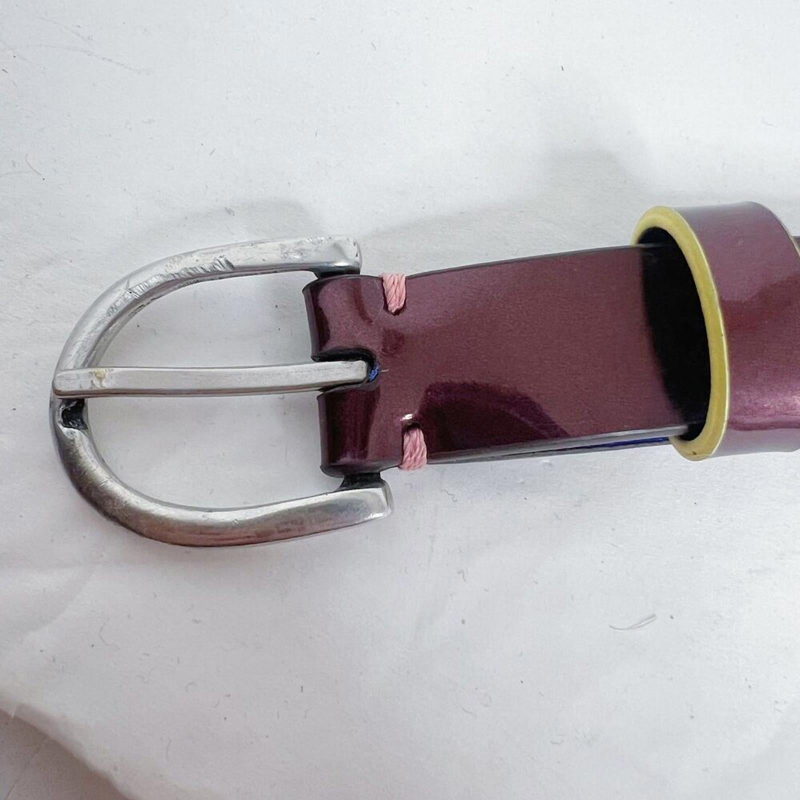 y2k Vintage Paul Green Women's Burgundy Patent Leather Skinny Belt Size 75 30