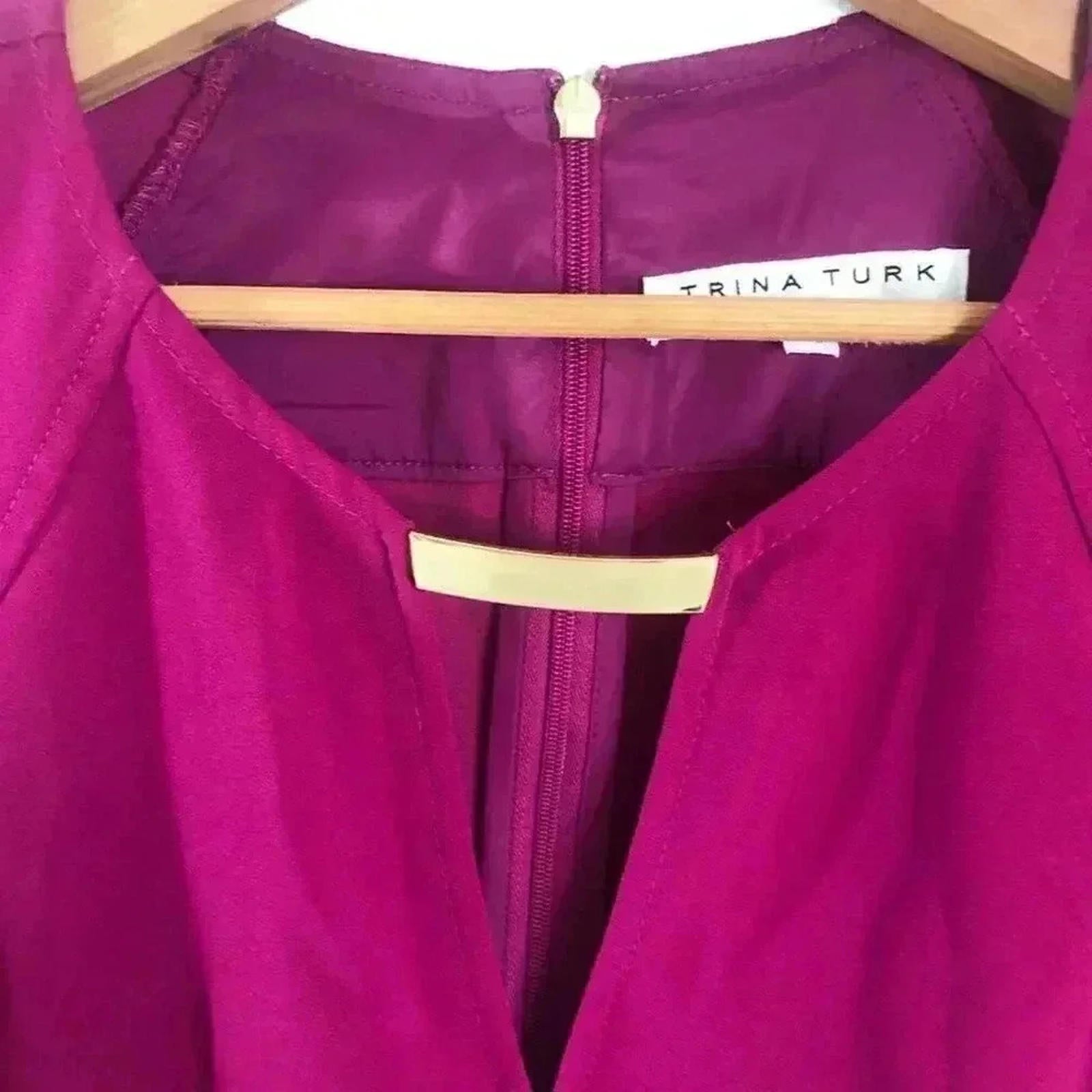 Trina Turk Embellished Keyhole Mini Dress Fuscia Pink Women's Size M
