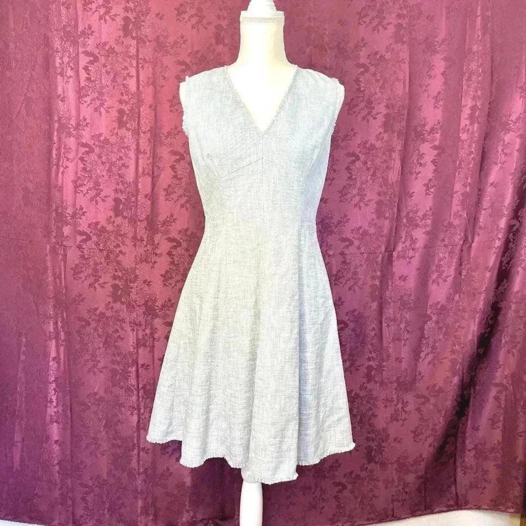 Rebecca Taylor Slub Suiting Dress Grey Tweed A Line Dress Women's Size 8