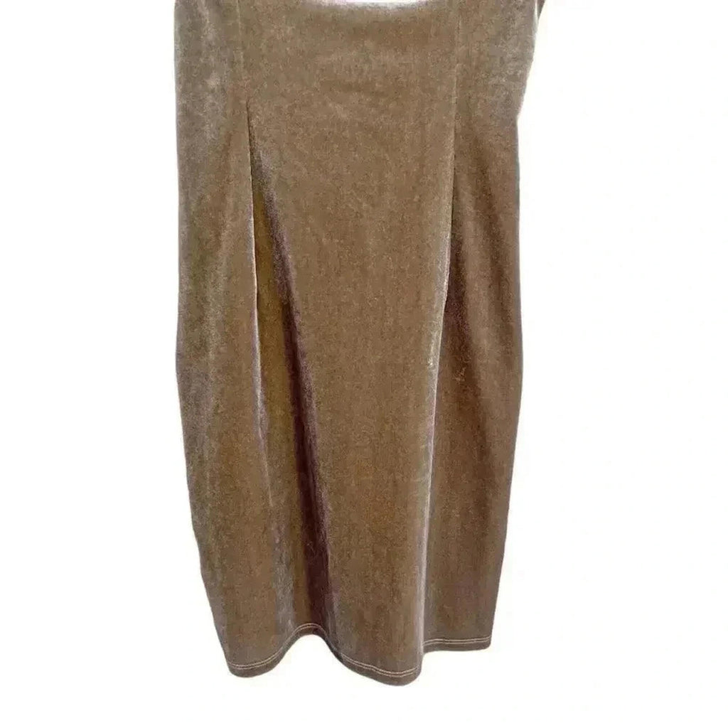 Bear Dance Gold Velvet Bustier Mini Dress Lace UP Back Corset Women's Size S