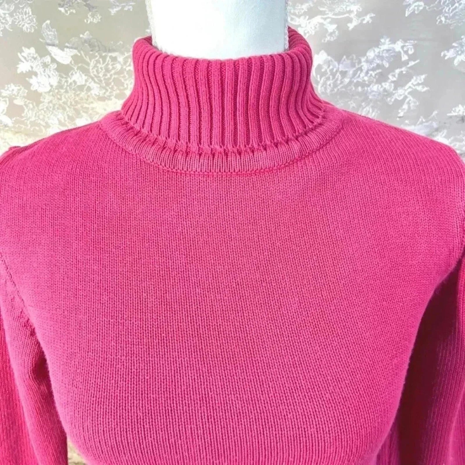 y2k Vintage True Grit Pink Knit Turtleneck Size XS