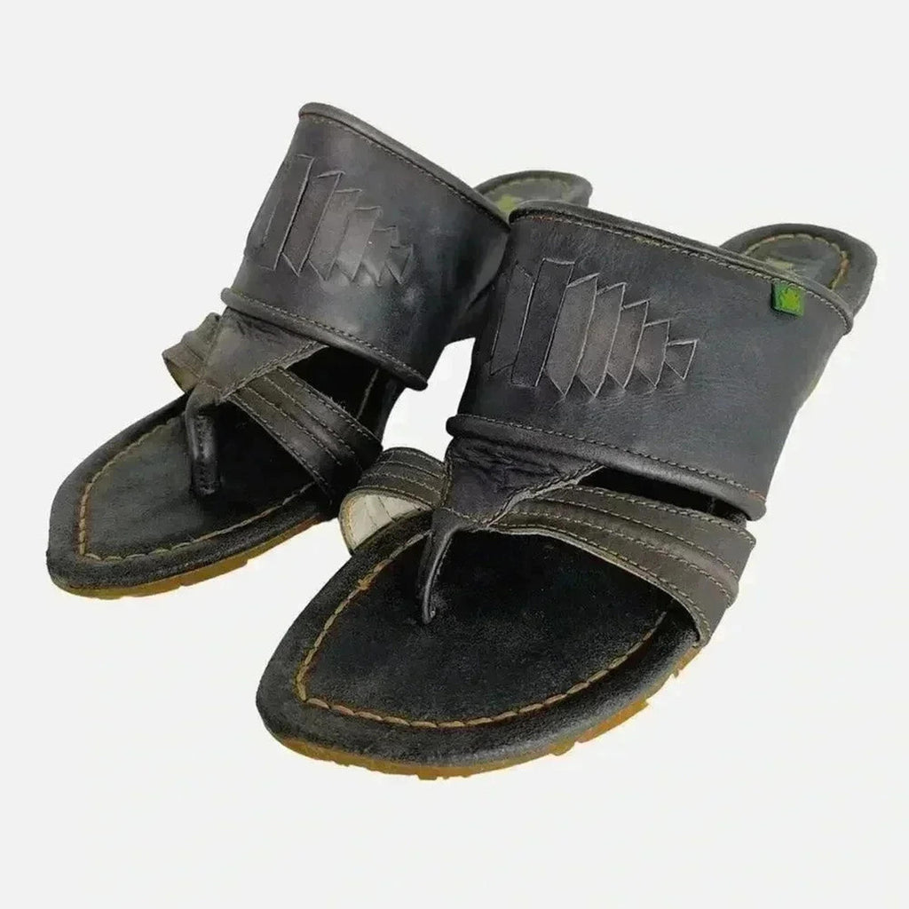 El Naturalista Leather Heeled Flip Flop Sandals Wedge Women's size 11 US