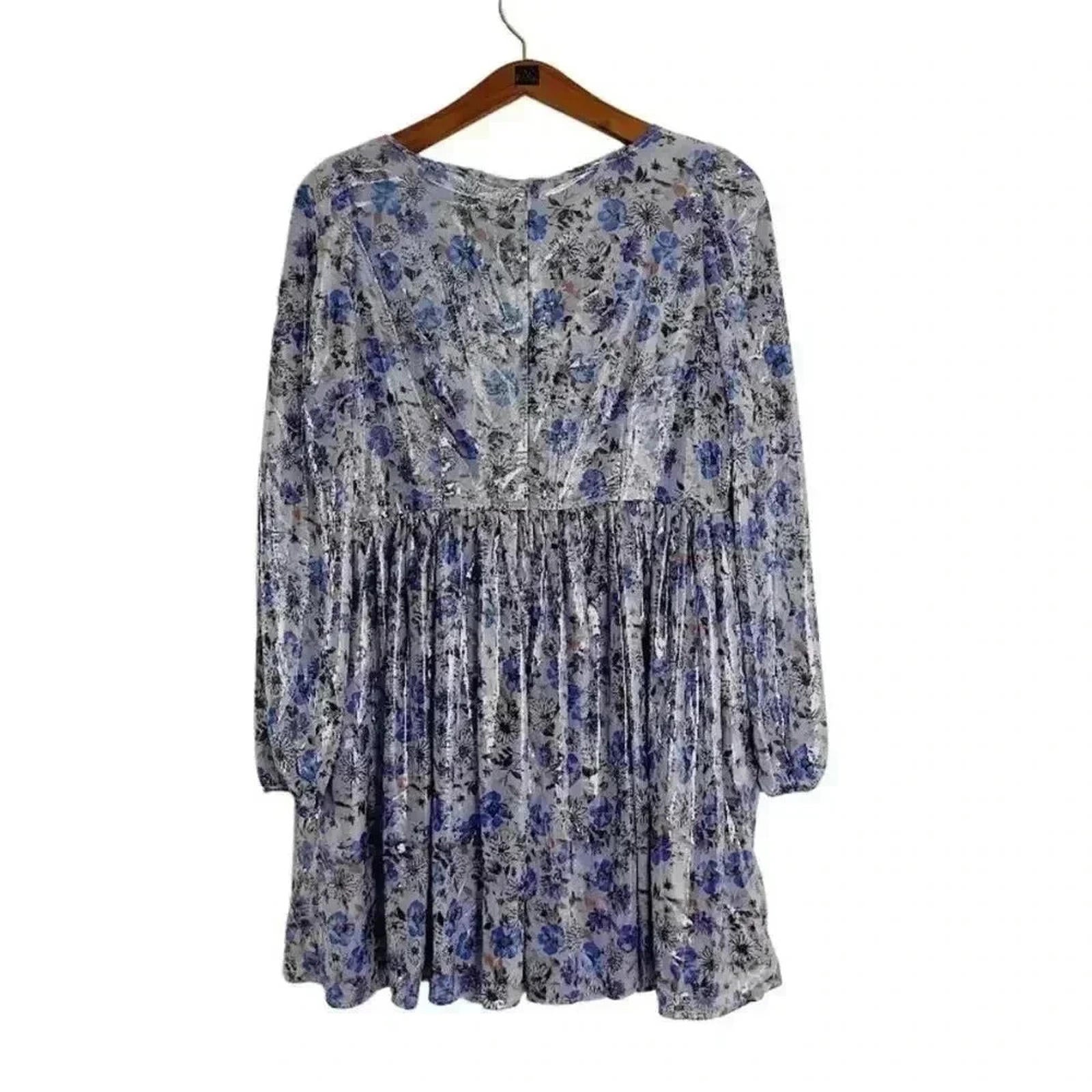 NWOT Forever 21 Purple Floral Metallic Babydoll Dress Women's Size L