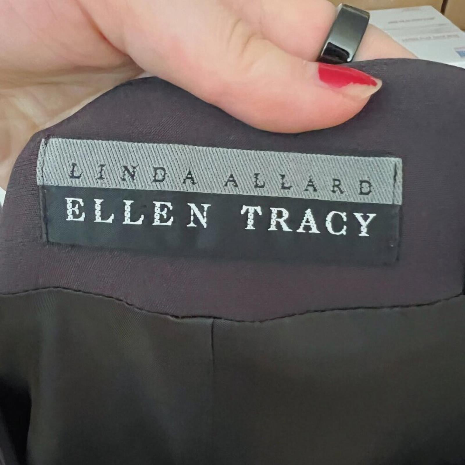 Vintage Linda Allard Ellen Tracy Dark Brown Long Sleeve Dress Size 8 80s 90s
