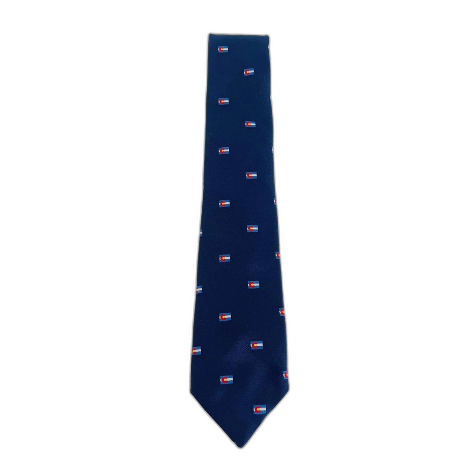 Sir Christopher Hatton Navy Blue Colorado Flag Tie