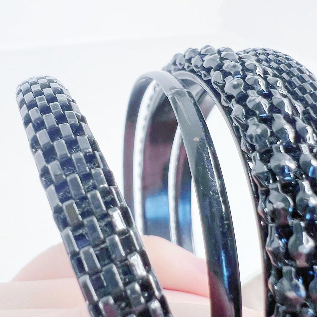 Black Bangle Set Chain Bracelets Set of 4 Grunge Punk Alt
