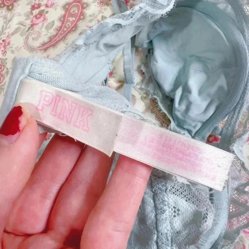 PINK by Victoria's Secret Light Blue Date Unlined Lace Bralette Size S