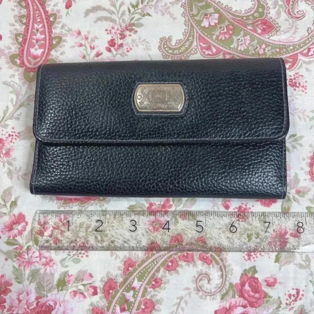 Rivage Black Pebbled Leather Trifold Wallet