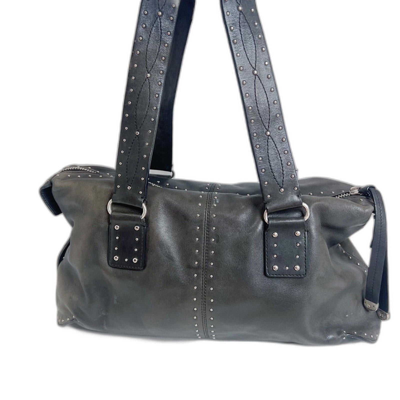 y2k Vintage Michael Kors Astor Black Leather Studded Shoulder Bag Rocker Chic