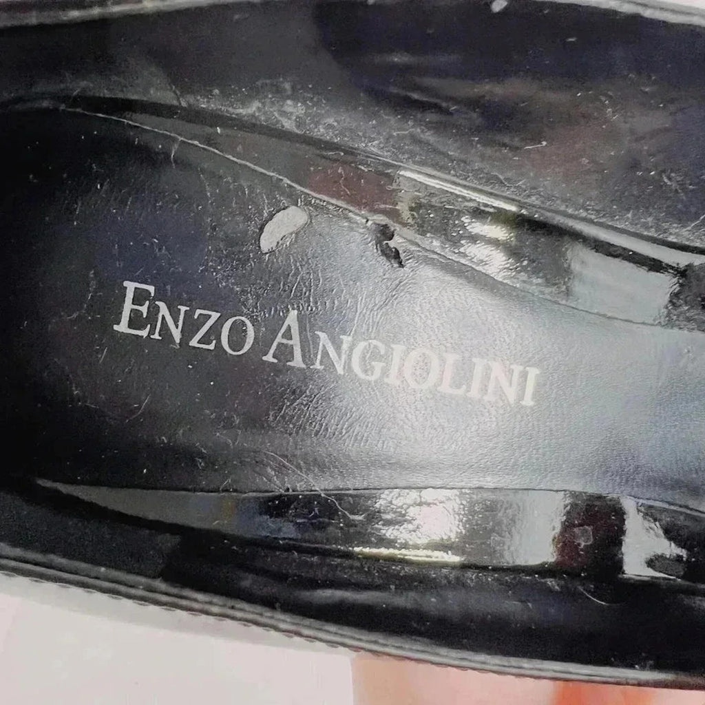 Enzo Angiolini Black Patent Leather Peep Toe Pumps Heels Stilettos Size 8.5