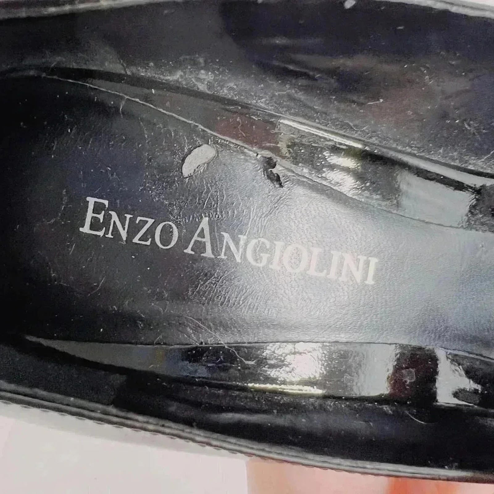 Enzo Angiolini Black Patent Leather Peep Toe Pumps Heels Stilettos Size 8.5