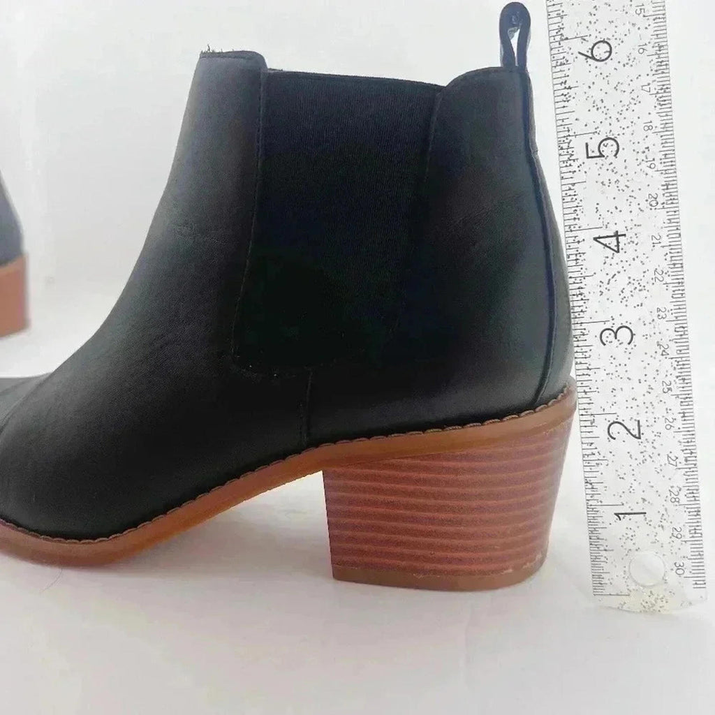 Susina Black Leather Pointed Toe Booties Ankle Boots Women's Size 7