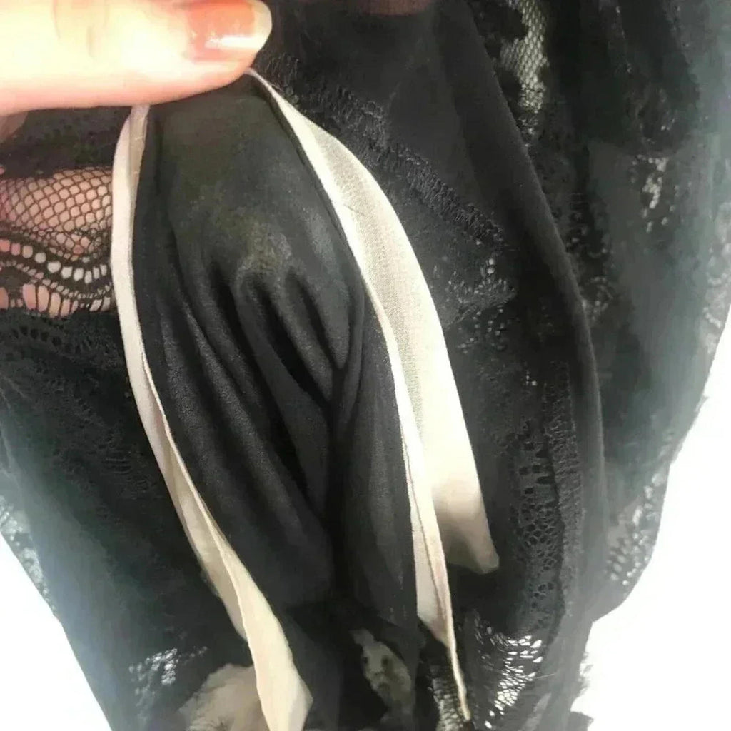Cabi Black Lace Bow Tank Nude Underlayer Style 552 Office Work Women's Size M