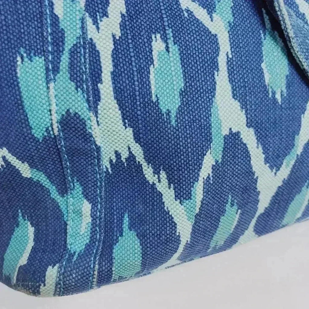 Stella & Dot Blue Diamond Printed Canvas Tote Bag