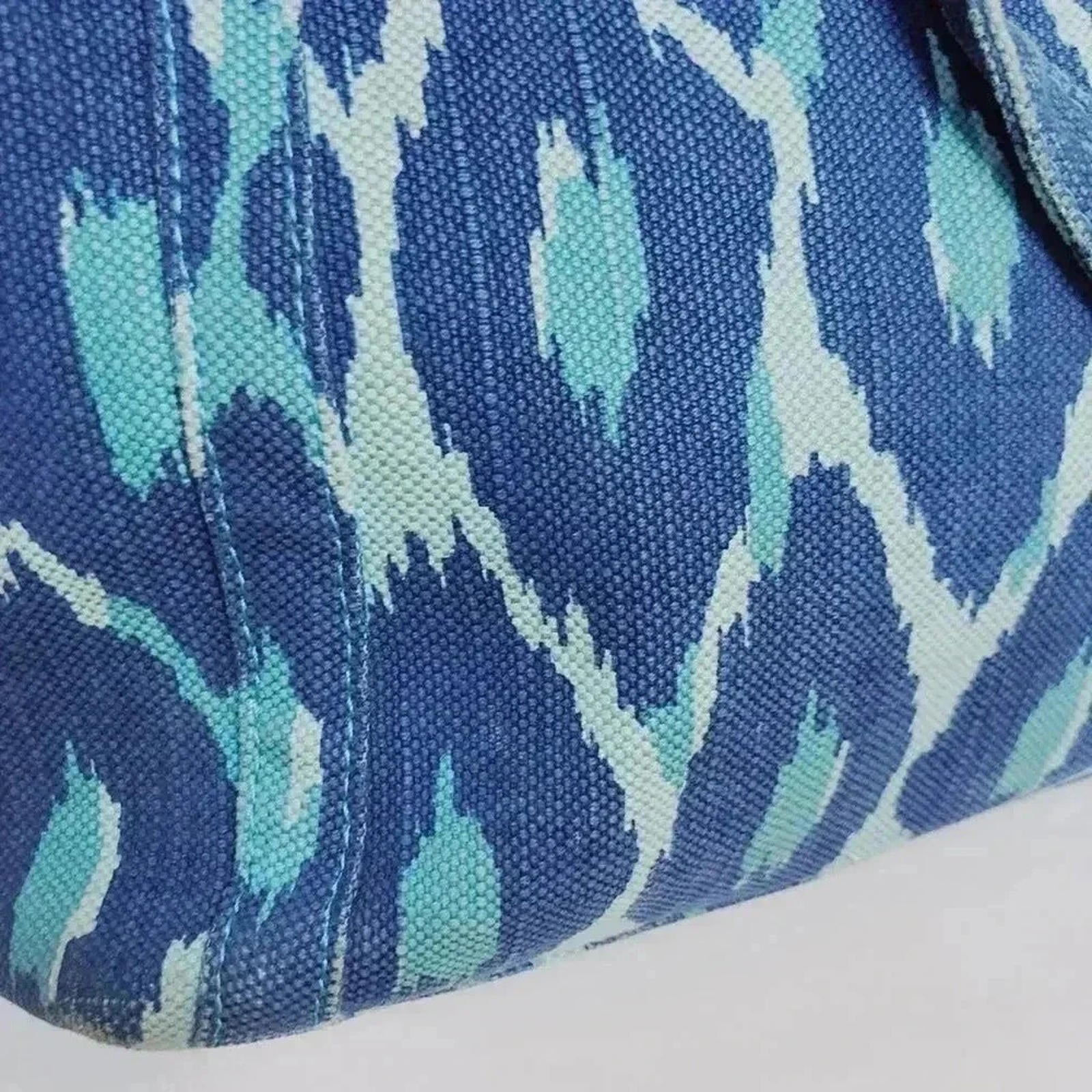 Stella & Dot Blue Diamond Printed Canvas Tote Bag