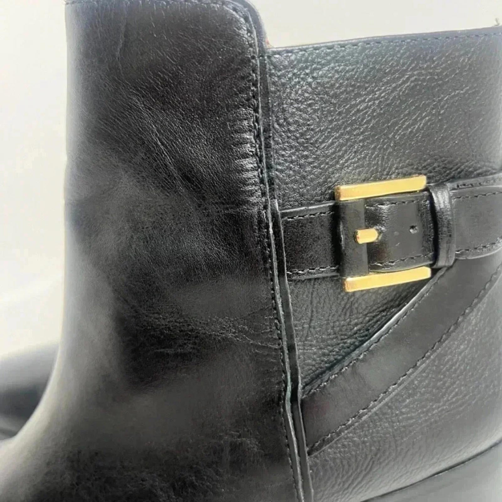 Louise Et Cie Lo Zalia Black Leather Heeled Bootie Buckled Boots Size 9.5