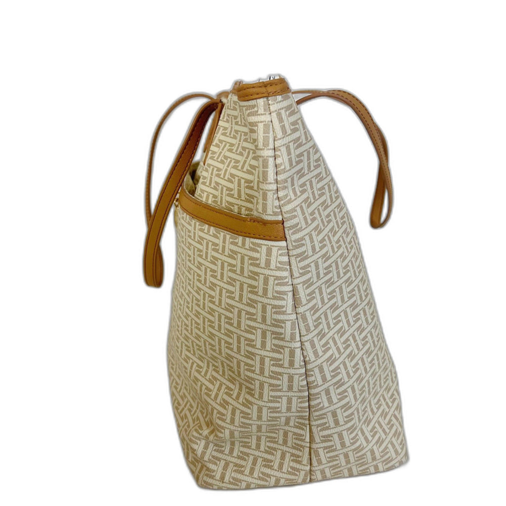 Tommy Hilfiger Monogram Tan Tote Bag Purse
