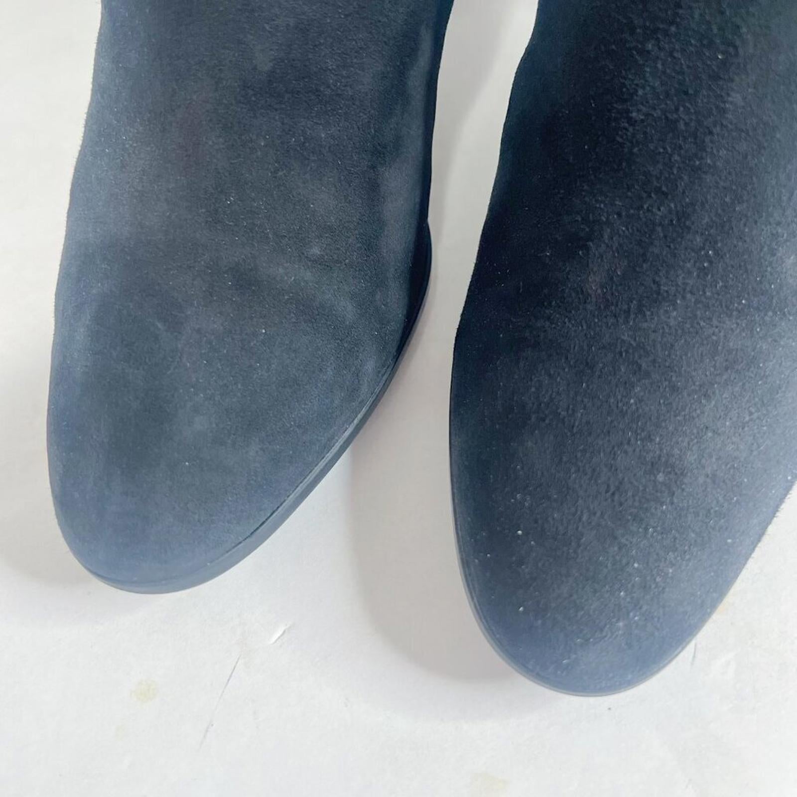 Aquatalia Italian Black Suede Heeled Booties Leather Piping Ankle Boots Size 9